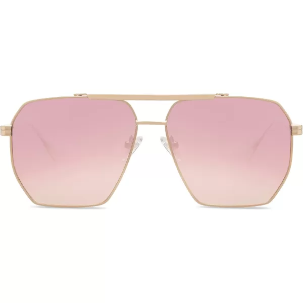 SOJOS Retro Oversized Square Polarized Sunglasses for Women and Men Vintage Shades Classic Large Metal Sun GlassesShiny Gold