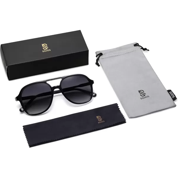 SOJOS Retro Polarized Aviator Sunglasses for Women Men Classic 70s Vintage Trendy Square Aviators SJ2174BlackGrey