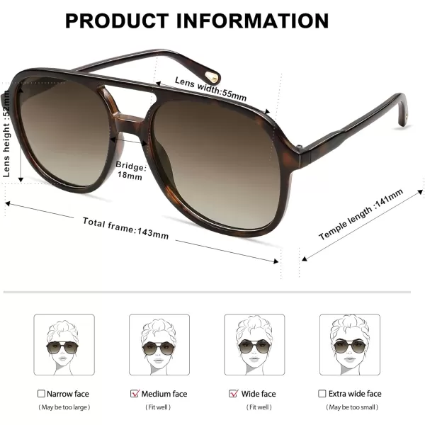 SOJOS Retro Polarized Aviator Sunglasses for Women Men Classic 70s Vintage Trendy Square Aviators SJ2174Brown Dark TortoiseBrown