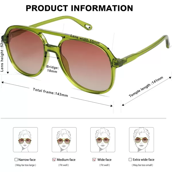 SOJOS Retro Polarized Aviator Sunglasses for Women Men Classic 70s Vintage Trendy Square Aviators SJ2174Light GreenGradient Pink
