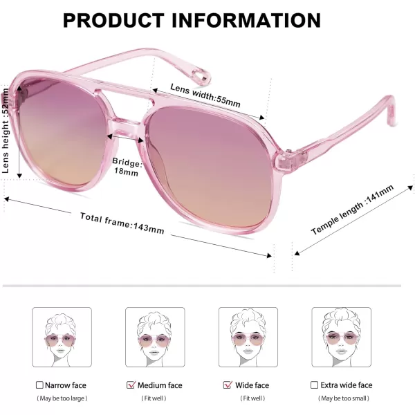 SOJOS Retro Polarized Aviator Sunglasses for Women Men Classic 70s Vintage Trendy Square Aviators SJ2174Light PurplePurple Gradient Brown