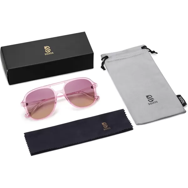 SOJOS Retro Polarized Aviator Sunglasses for Women Men Classic 70s Vintage Trendy Square Aviators SJ2174Light PurplePurple Gradient Brown