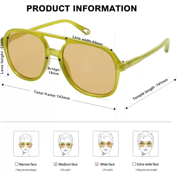 SOJOS Retro Polarized Aviator Sunglasses for Women Men Classic 70s Vintage Trendy Square Aviators SJ2174Olive GreenBrown