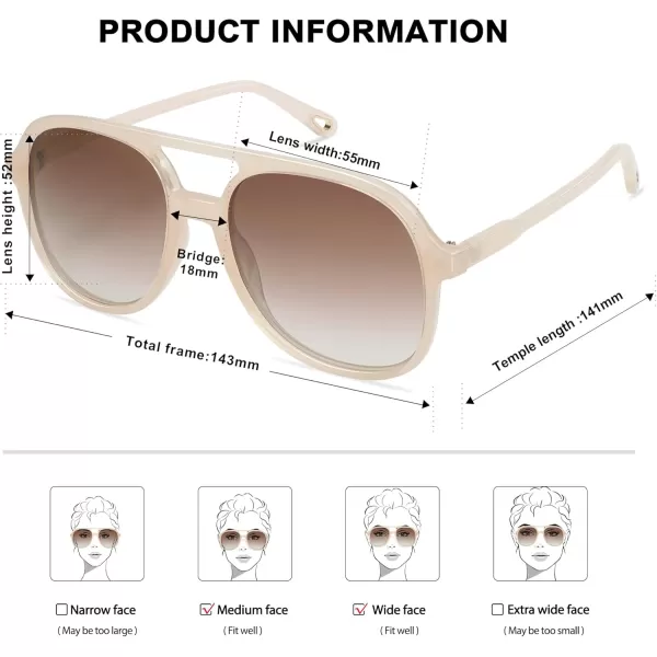 SOJOS Retro Polarized Aviator Sunglasses for Women Men Classic 70s Vintage Trendy Square Aviators SJ2174PinkLight Brown