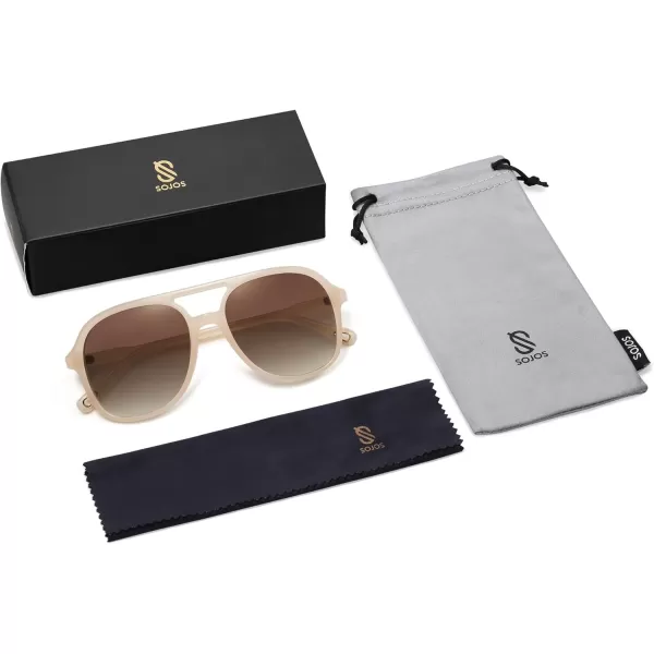 SOJOS Retro Polarized Aviator Sunglasses for Women Men Classic 70s Vintage Trendy Square Aviators SJ2174PinkLight Brown