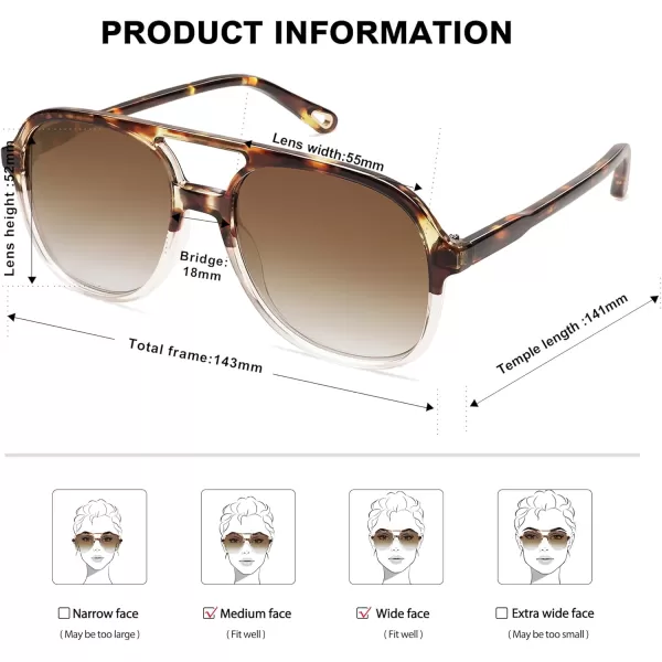 SOJOS Retro Polarized Aviator Sunglasses for Women Men Classic 70s Vintage Trendy Square Aviators SJ2174Tortoise Gradient BrownBrown