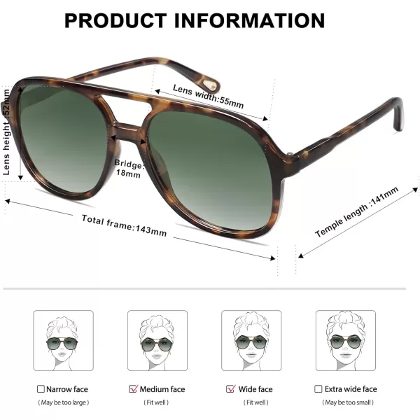 SOJOS Retro Polarized Aviator Sunglasses for Women Men Classic 70s Vintage Trendy Square Aviators SJ2174TortoiseGradient Green