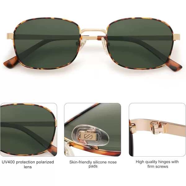 SOJOS Retro Polarized Oval Sunglasses for Women Men Trendy Classic Shades UV400 Protection SJ1177Gold With Tortoise RimGreen