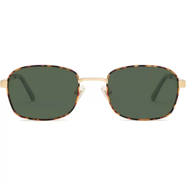 SOJOS Retro Polarized Oval Sunglasses for Women Men Trendy Classic Shades UV400 Protection SJ1177Gold With Tortoise RimGreen