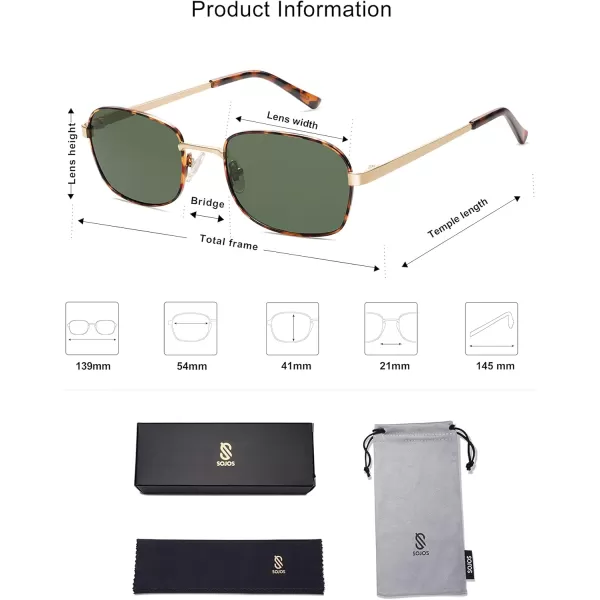 SOJOS Retro Polarized Oval Sunglasses for Women Men Trendy Classic Shades UV400 Protection SJ1177Gold With Tortoise RimGreen