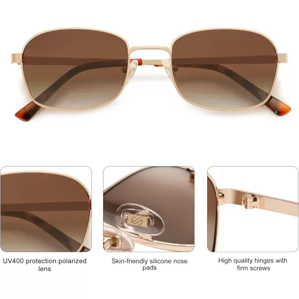SOJOS Retro Polarized Oval Sunglasses for Women Men Trendy Classic Shades UV400 Protection SJ1177Shiny GoldBrown Grading