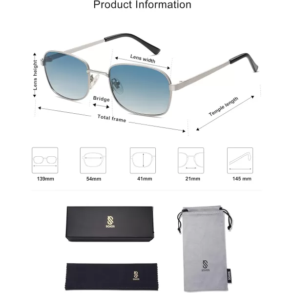 SOJOS Retro Polarized Oval Sunglasses for Women Men Trendy Classic Shades UV400 Protection SJ1177SilverBlue Grading