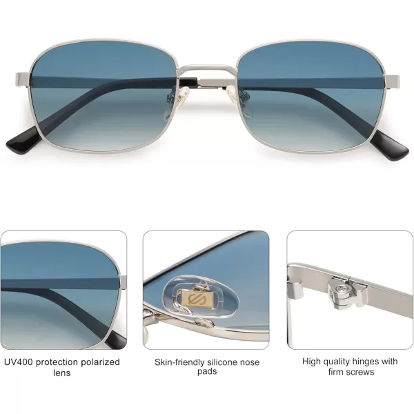 SOJOS Retro Polarized Oval Sunglasses for Women Men Trendy Classic Shades UV400 Protection SJ1177SilverBlue Grading
