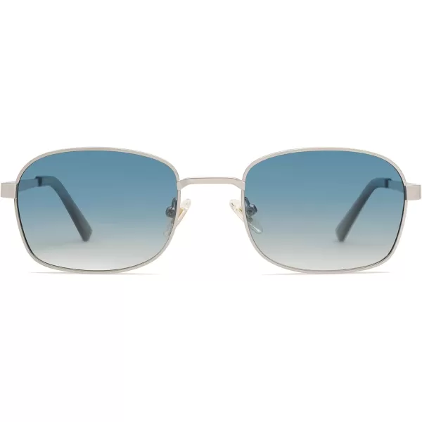 SOJOS Retro Polarized Oval Sunglasses for Women Men Trendy Classic Shades UV400 Protection SJ1177SilverBlue Grading