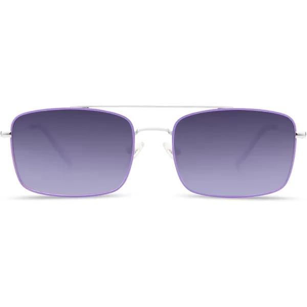 SOJOS Retro Rectangle Sunglasses for Women Men Vintage Rectangular Metal Frame Unisex Sun Glasses SJ1202SilverpurplePurple