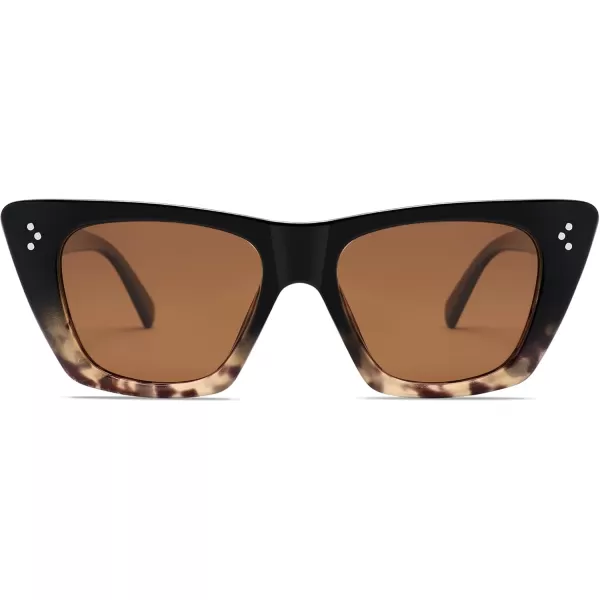 SOJOS Retro Trendy Cat Eye Polarized Sunglasses for Women Cute Stylish UV400 Sunnies SJ2199Black Gradient TortoiseBrown