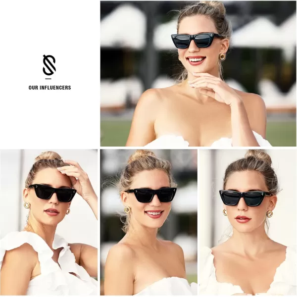 SOJOS Retro Trendy Cat Eye Polarized Sunglasses for Women Cute Stylish UV400 Sunnies SJ2199Black Gradient TortoiseBrown