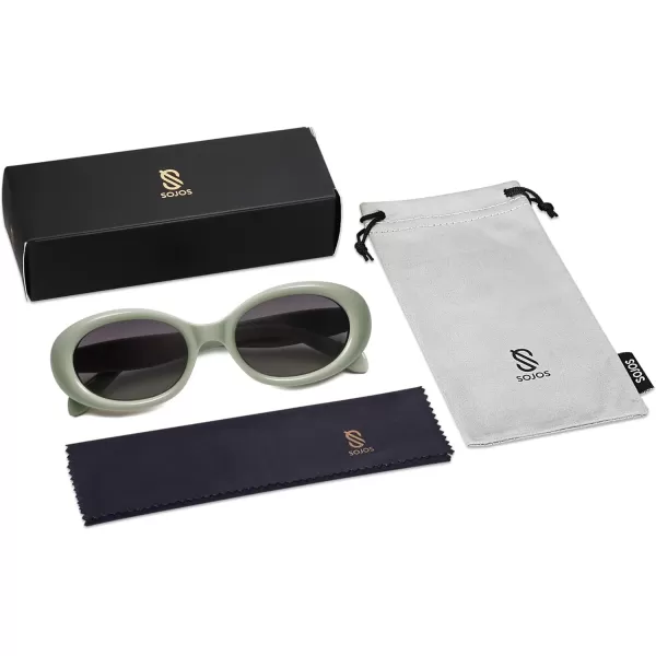SOJOS Small Retro Oval Polarized Sunglasses for Women Men 90s Vintage Small Face UV400 Protection Tiny Sun Glasses SJ2286Green