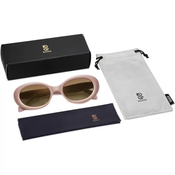 SOJOS Small Retro Oval Polarized Sunglasses for Women Men 90s Vintage Small Face UV400 Protection Tiny Sun Glasses SJ2286Pink
