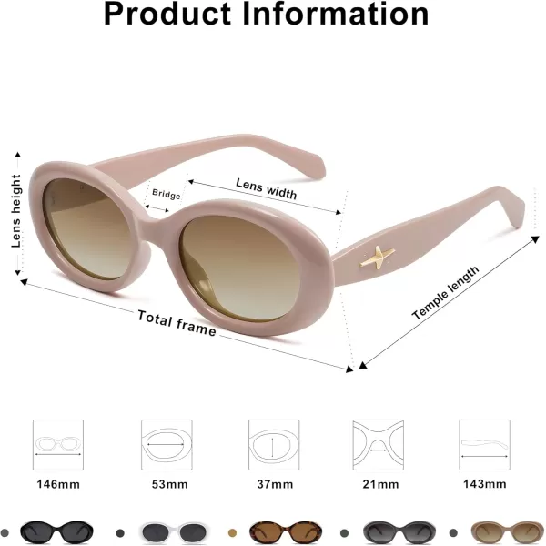 SOJOS Small Retro Oval Polarized Sunglasses for Women Men 90s Vintage Small Face UV400 Protection Tiny Sun Glasses SJ2286Pink