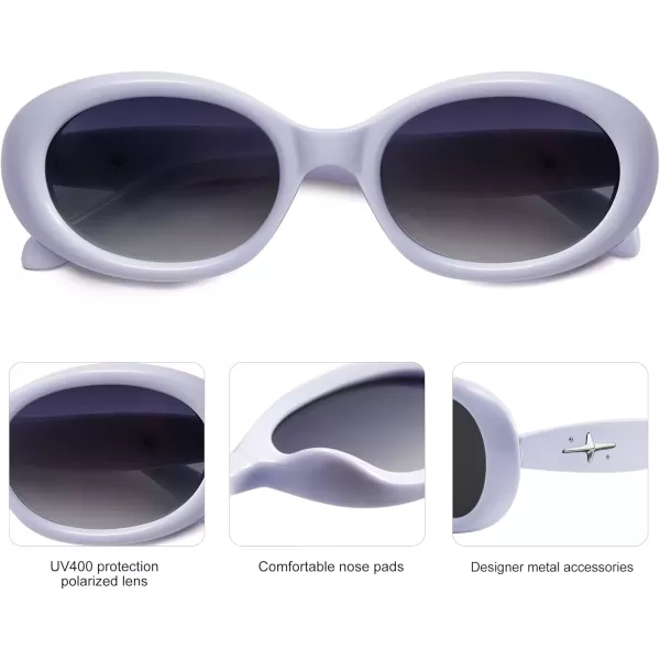 SOJOS Small Retro Oval Polarized Sunglasses for Women Men 90s Vintage Small Face UV400 Protection Tiny Sun Glasses SJ2286Purple