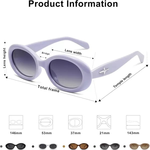 SOJOS Small Retro Oval Polarized Sunglasses for Women Men 90s Vintage Small Face UV400 Protection Tiny Sun Glasses SJ2286Purple
