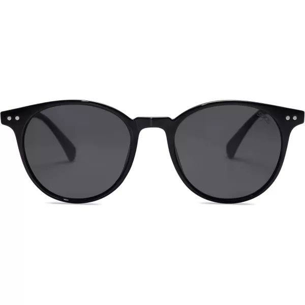 SOJOS Small Round Classic Polarized Sunglasses for Women Men Vintage Style UV400 Lens SJ2113BlackGrey