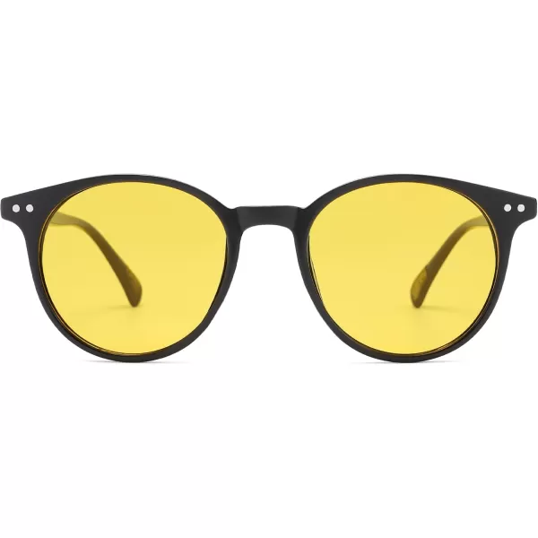 SOJOS Small Round Classic Polarized Sunglasses for Women Men Vintage Style UV400 Lens SJ2113BlackYellow