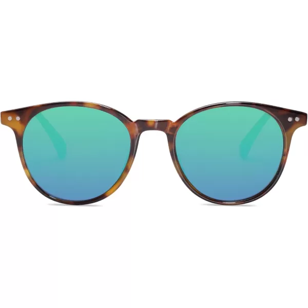 SOJOS Small Round Classic Polarized Sunglasses for Women Men Vintage Style UV400 Lens SJ2113BrownBlue