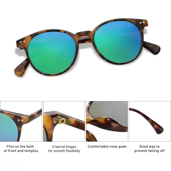 SOJOS Small Round Classic Polarized Sunglasses for Women Men Vintage Style UV400 Lens SJ2113BrownBlue