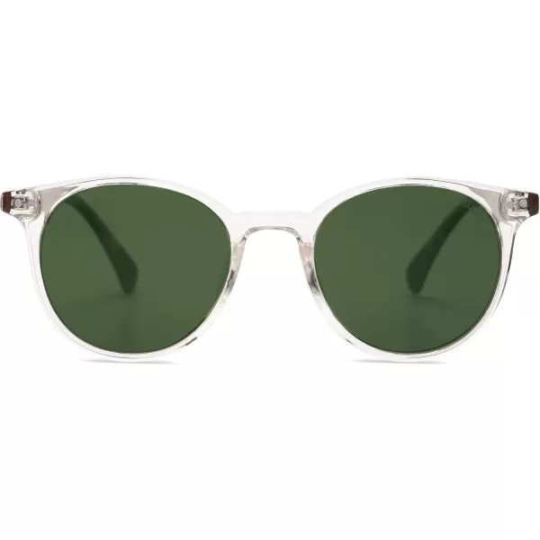 SOJOS Small Round Classic Polarized Sunglasses for Women Men Vintage Style UV400 Lens SJ2113ClearGreen