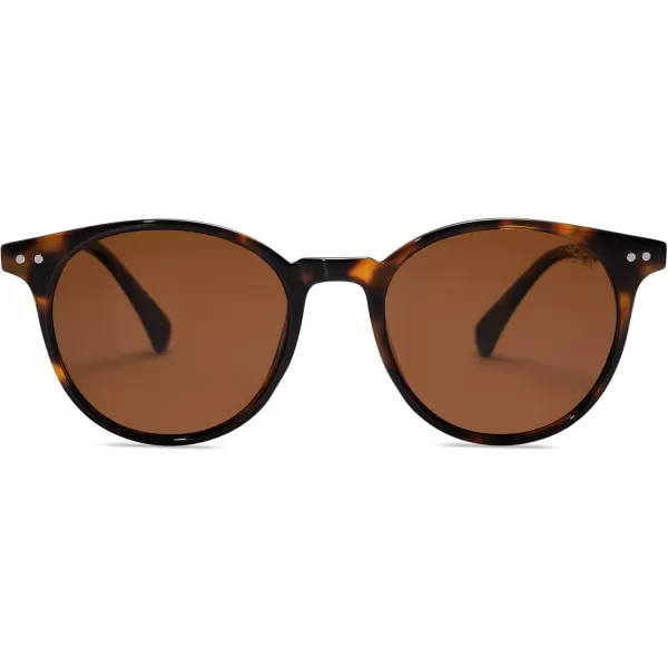 SOJOS Small Round Classic Polarized Sunglasses for Women Men Vintage Style UV400 Lens SJ2113TortoiseBrown