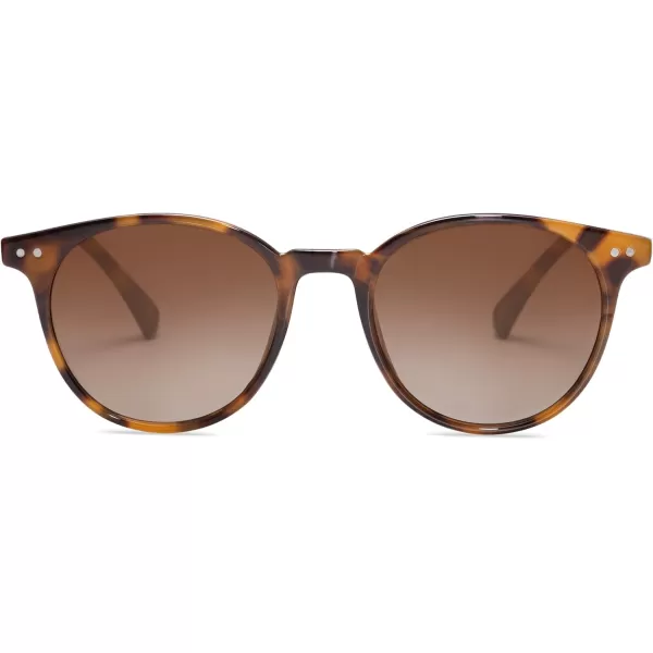 SOJOS Small Round Classic Polarized Sunglasses for Women Men Vintage Style UV400 Lens SJ2113TortoiseGradient Brown