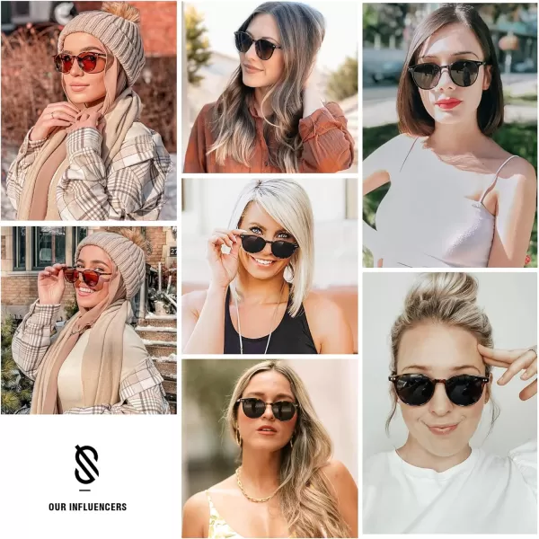 SOJOS Small Round Classic Polarized Sunglasses for Women Men Vintage Style UV400 Lens SJ2113TortoiseYellow