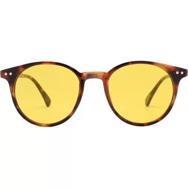 SOJOS Small Round Classic Polarized Sunglasses for Women Men Vintage Style UV400 Lens SJ2113TortoiseYellow