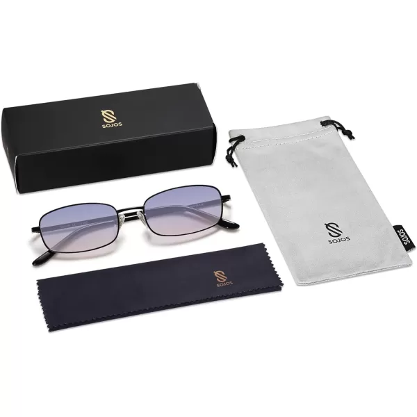 SOJOS Small Y2k Narrow Rectangle Sunglasses Womens Mens Retro 80s 90s Skinny Sunnies SJ1187Matt BlackPink Gradien Purple