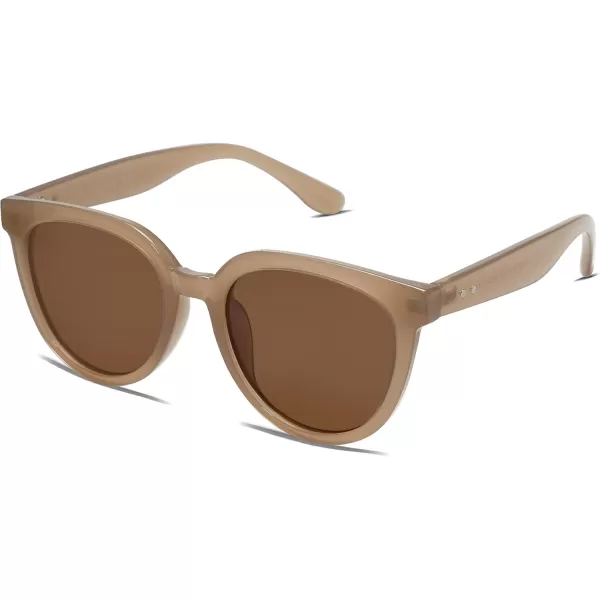 SOJOS Trendy Cat Eye Round Polarized Sunglasses for Women Fashion UV Protection Sunnies Sunglasses SJ2175Brown
