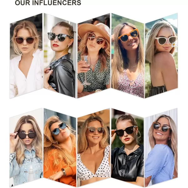 SOJOS Trendy Cat Eye Round Polarized Sunglasses for Women Fashion UV Protection Sunnies Sunglasses SJ2175Brown