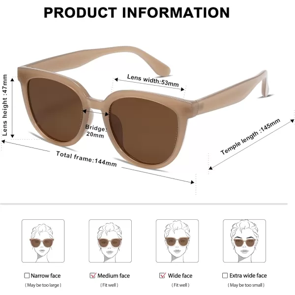 SOJOS Trendy Cat Eye Round Polarized Sunglasses for Women Fashion UV Protection Sunnies Sunglasses SJ2175Brown