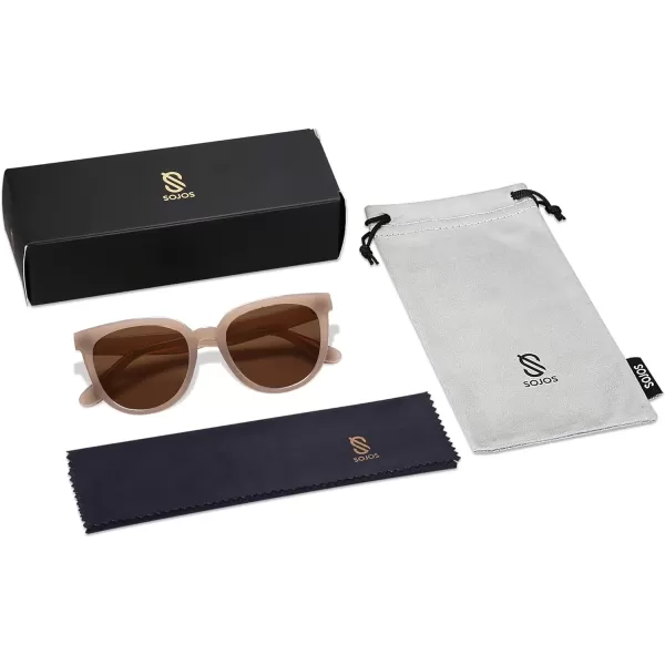 SOJOS Trendy Cat Eye Round Polarized Sunglasses for Women Fashion UV Protection Sunnies Sunglasses SJ2175Brown