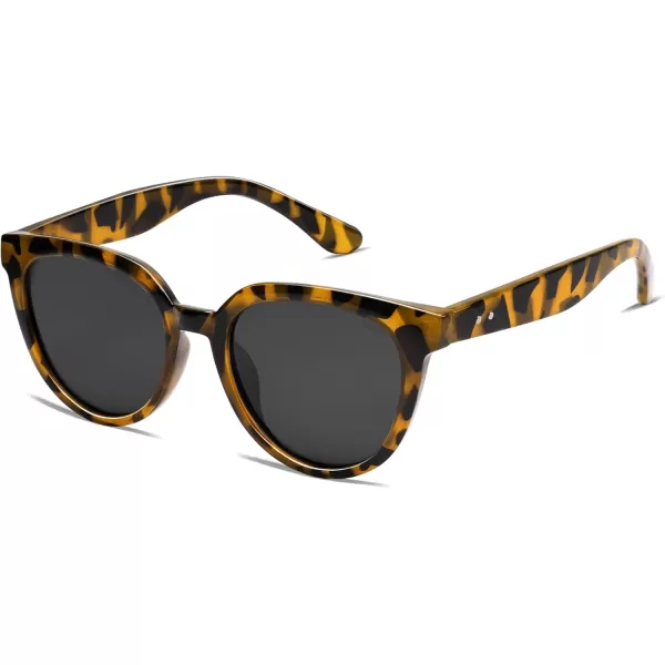SOJOS Trendy Cat Eye Round Polarized Sunglasses for Women Fashion UV Protection Sunnies Sunglasses SJ2175Green Tortoise