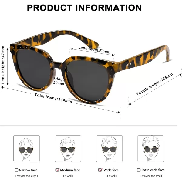SOJOS Trendy Cat Eye Round Polarized Sunglasses for Women Fashion UV Protection Sunnies Sunglasses SJ2175Green Tortoise