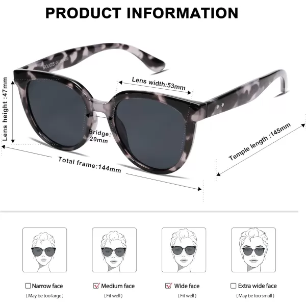 SOJOS Trendy Cat Eye Round Polarized Sunglasses for Women Fashion UV Protection Sunnies Sunglasses SJ2175Grey Tortoise