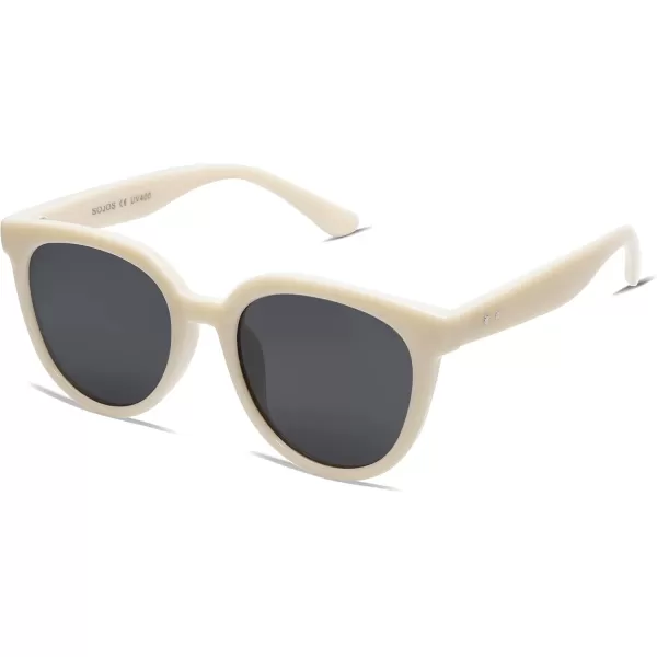 SOJOS Trendy Cat Eye Round Polarized Sunglasses for Women Fashion UV Protection Sunnies Sunglasses SJ2175Light Beige