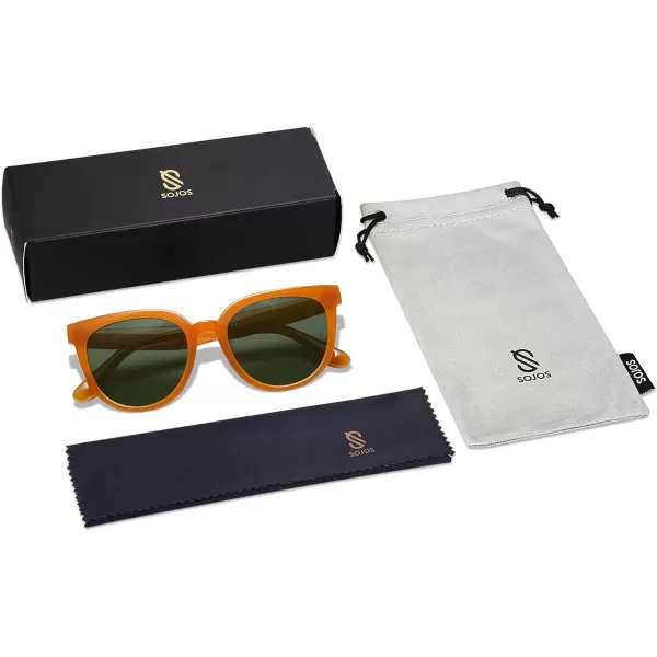 SOJOS Trendy Cat Eye Round Polarized Sunglasses for Women Fashion UV Protection Sunnies Sunglasses SJ2175Orange