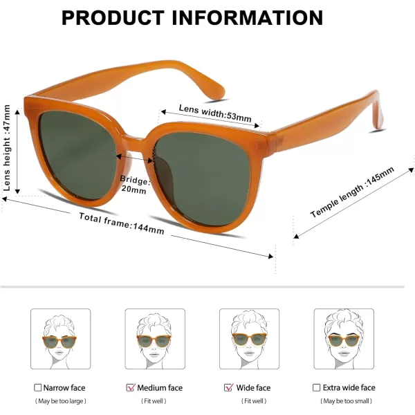 SOJOS Trendy Cat Eye Round Polarized Sunglasses for Women Fashion UV Protection Sunnies Sunglasses SJ2175Orange