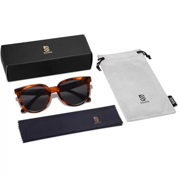 SOJOS Trendy Cat Eye Round Polarized Sunglasses for Women Fashion UV Protection Sunnies Sunglasses SJ2175Tortoise