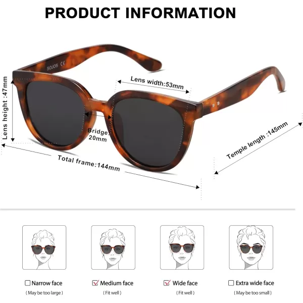 SOJOS Trendy Cat Eye Round Polarized Sunglasses for Women Fashion UV Protection Sunnies Sunglasses SJ2175Tortoise