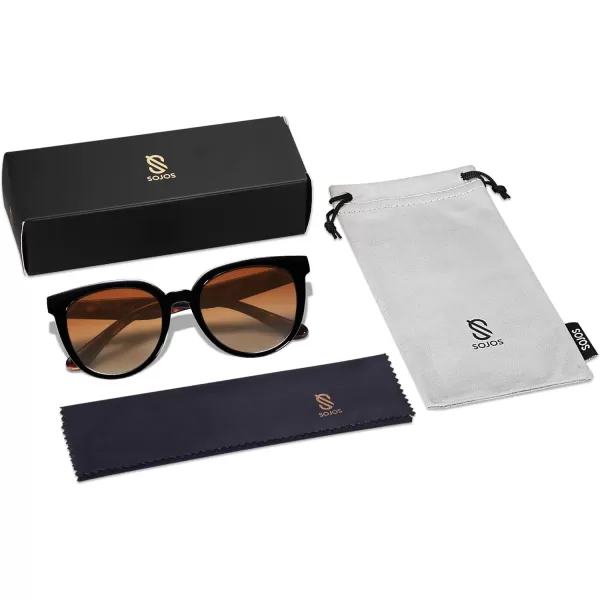 SOJOS Trendy Cat Eye Round Polarized Sunglasses for Women Fashion UV Protection Sunnies Sunglasses SJ2175Tortoise Temple