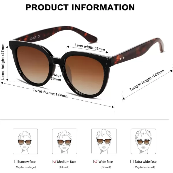 SOJOS Trendy Cat Eye Round Polarized Sunglasses for Women Fashion UV Protection Sunnies Sunglasses SJ2175Tortoise Temple